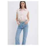 Mavi Çizgili Pembe Crop Bluz 1211472-91599