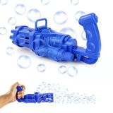 MAVİ ÇOKLU KÖPÜK ATAN KÖPÜK TABANCASI BLUE BUBBLES GUN BANDIRMALI PİLLİ BALONCUK TABANCASI 20X7 CM