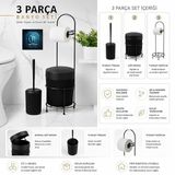 Mavi Concept 3'lü Banyo Aksesuar Seti, Siyah, Tuvalet Fırçası, Çöp Kovası ve Kağıtlık, Modern Tasarım (SİYAH)