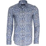 Mavi Damask Desenli Slim Fit Gömlek - 3XL - Koyu Mavi