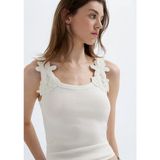 Mavi Dantel Askılı Ekru Atlet 1613943-70057 - XS