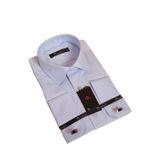 Mavi Dar Kesim Micro Kumaş Kol Düğmeli Slim Fit Erkek Gömlek - 201-4