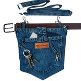 mavi denim bel köprü çantası