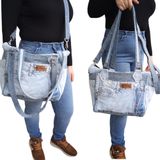 mavi denim geniş omuz elve çantası