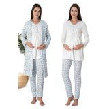 Mavi Desen Sabahlıklı Lohusa Pijama Takımı Effort, M, EF3064-198.042.719.431