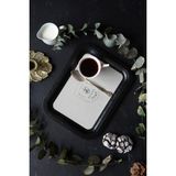 Mavi Desenli Metal Tepsi, Çay ve Kahve Sunumu, 23X31 Cm, Dayanıklı ve Şık - Seçenek 1 - Ahşap - Ceviz