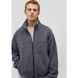 Mavi Dik Yaka Gri Kadife Mont 0110369-80776 - Lacivert - 2XL