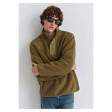 Mavi Dik Yaka Haki Sweatshirt Loose Fit / Bol Rahat Kesim 0110737-70362