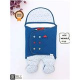 Mavi Erkek Bebek Battaniyesi & Ayaklı Uyku Tulumu - %100 Pamuklu Dış Kundak - 75 x 40 cm