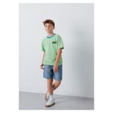 Mavi Erkek Çocuk Yeşil Sticker Baskili Çizgili Tişört Arca T-shirt