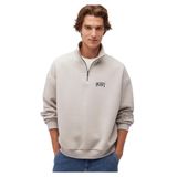 MAVİ Erkek Fermuarlı Sweatshirt, Açık Gri, XXL