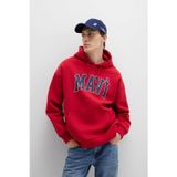 Mavi Erkek Logo Baskılı Kapüşonlu Sweatshirt M067149 Kırmızı