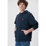 Mavi Erkek Logo Nakışlı Kapüşonlu Sweatshirt M065809 Lacivert