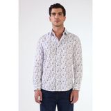 Mavi Erkek Slim Fit Çiçek Desenli Brent Yaka Uzun Kol Gömlek - 40