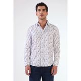 Mavi Erkek Slim Fit Çiçek Desenli Brent Yaka Uzun Kol Gömlek