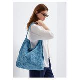 Mavi Etnik Desenli Denim Omuz Çantası 1913823-31558