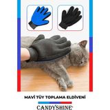 Mavi Evcil Hayvan Tüy Toplama ve Masaj Eldiveni, Tarama ve Bakım Aracı