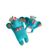 Mavi Fil Set Takımı Amigurumi Organik Oyuncak