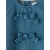 Mavi Fiyonklu Kız Bebek Jean Elbise