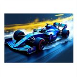 Mavi Formula 1 Arabası Dekoratif ahşap Tablo 50cmX 70cm