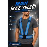 Mavi Fosforlu Reflektörlü İkaz Yeleği Ayarlanabilir Klipsli Pratik Motorcu Bisiklet Trafik Yeleği
