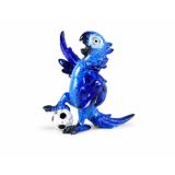 Mavi Futbolcu Papağan Dekoratif Biblo, Polyester Malzeme, 14cm, Futbol Topu ile Joga Bonito Tasarım