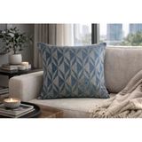 Mavi Geometrik Desenli Keten Kırlent Kılıfı 43X43 Cm – Premium Collection