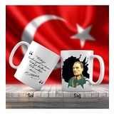 Mavi Gözlü Üniformalı Mustafa Kemal Atatürk Portre - Atatürk'ün Sözleri -Kupa Bardak