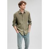 Mavi Haki Keten Gömlek Erkek Slim Fit Klasik Stil Normal Kalıp 021190-86627 Haki Yeşil Renk