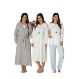 Mavi Hamile Lohusa Sabahlık, Gecelik, Pijama Takım 4'lü Set, M, EF2076-198IGP101777