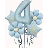 Mavi Happy Birthday 4 Yaş Folyo Balon Set