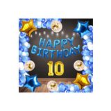 Mavi Happy Bırthday Folyo Gold Rakam Balon Seti Yaş 10