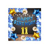 Mavi Happy Bırthday Folyo Gold Rakam Balon Seti Yaş 11
