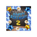 Mavi Happy Bırthday Folyo Gold Rakam Balon Seti Yaş 2