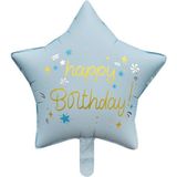 Mavi Happy Birthday Yıldız Folyo Balon 45 cm