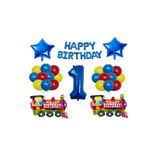 Mavi Happy Bırthday Yıldız Rakam Tren Folyo Balon Seti Yaş 1