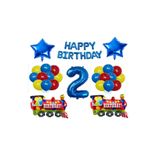 Mavi Happy Bırthday Yıldız Rakam Tren Folyo Balon Seti Yaş 2