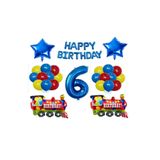 Mavi Happy Bırthday Yıldız Rakam Tren Folyo Balon Seti Yaş 6