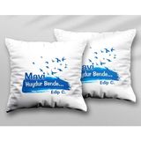 Mavi Huydur Bende Edip Cansever Iki Adet Iki Tarafı Baskılı Yıkanabilir Yastık Kırlent Kılıfı - Krem - 43x43