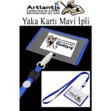 Mavi İpli Yaka Kartı 1 Adet Ayarlanabilir Boyuna Asma Kimlik Koruyuculu Pvc Mavi Yaka Kartlığı Seyehat Ofis Okul Büro