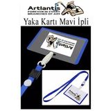 Mavi İpli Yaka Kartı 10 Adet Ayarlanabilir Boyuna Asma Kimlik Koruyuculu Pvc Mavi Yaka Kartlığı Seyehat Ofis Okul Büro
