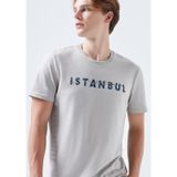 Mavi - İstanbul Baskılı Gri Tişört 066282-31935