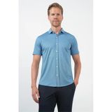 Mavi İtalyan Yaka Kısa Kol Cepsiz Slim Fit Pamuklu Gömlek 1004260158