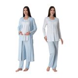 Mavi Kadın Hamile Lohusa Sabahlıklı Pijama Takımı, 2XL, B9074EF-19804IGP27192557