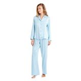 Mavi Kadın Normal Kalıp Düz Pijama Takımı 60484