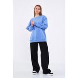 Mavi Kadın Pamuklu Oversize Basic Bisiklet Yaka Sweatshirt