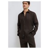 Mavi Kahverengi Keten Gömlek Slim Fit / Dar Kesim 0211466-70219