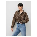 Mavi Kahverengi Leopar Baskılı Gömlek 1210983