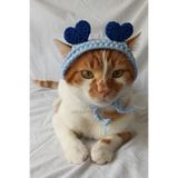 Mavi Kalpli Bandana Şık Örgü Kedi Köpek Şapkası Evcil Hayvan Şapkası Pet Aksesuarları