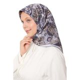 Mavi Karışık Retro Twill İpek Eşarp